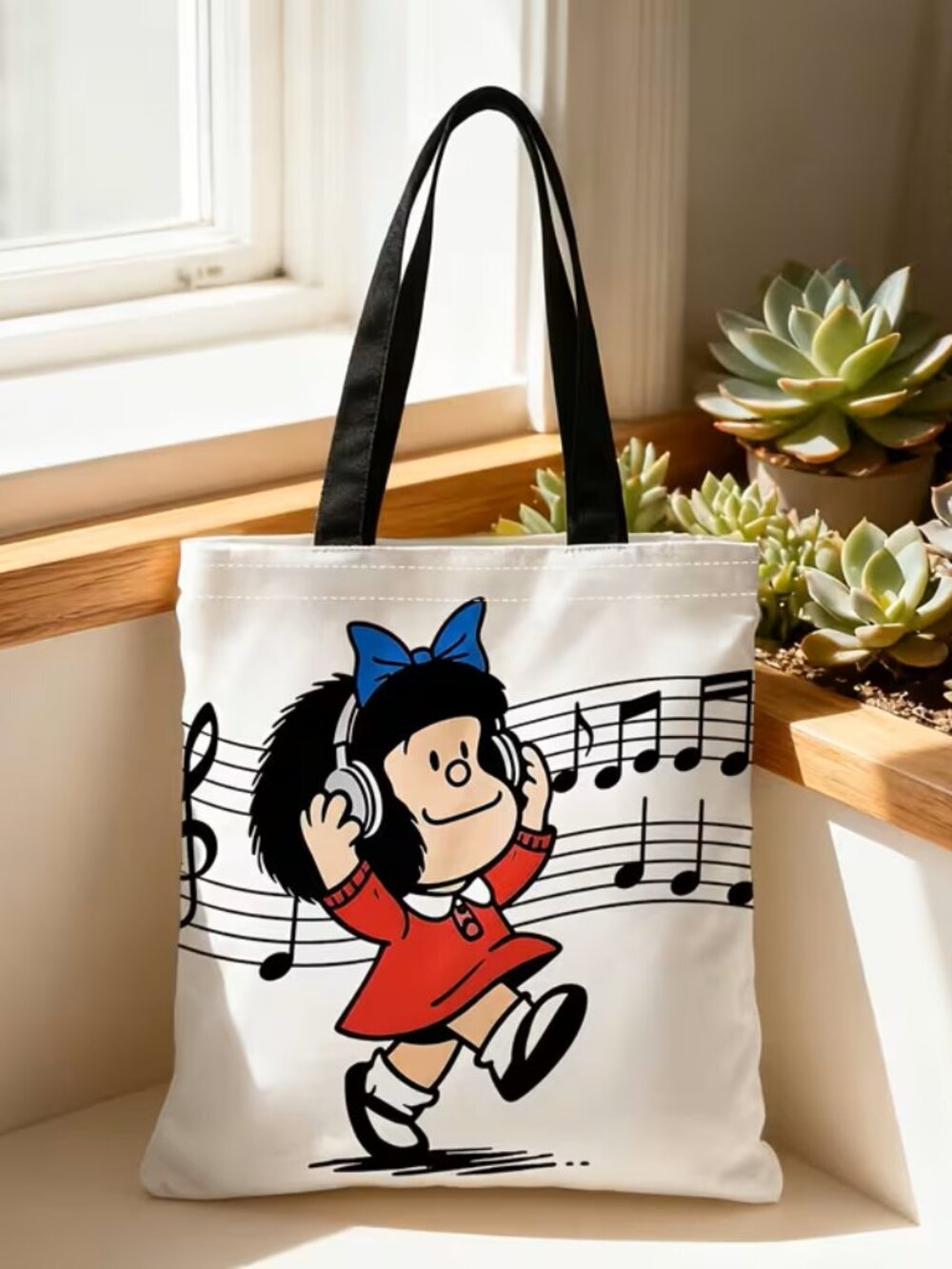 New Soft Polyester 2D Printed Retro Novelty Tote Bag 13 x 15~ Mafalda